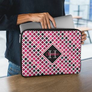 Personlig Girly Rosa Glitter Geometric Mönster Laptop Fodral