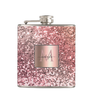 Personlig Girly Rosa Glitter Monogram Fickplunta