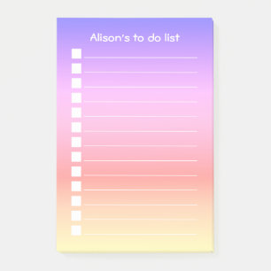 Personlig Girly Rosa Lila Ombre to Do List Post-it Block