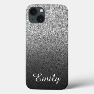 Personlig Girly Silver Glitter Svart Ombre