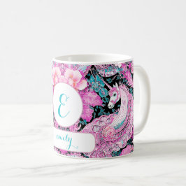 Personlig Girly Unicorn Fantasy Gift för henne Kaffemugg