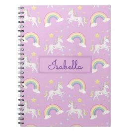 Personlig Girly Whimsical Unicorn Rainbow Anteckningsbok