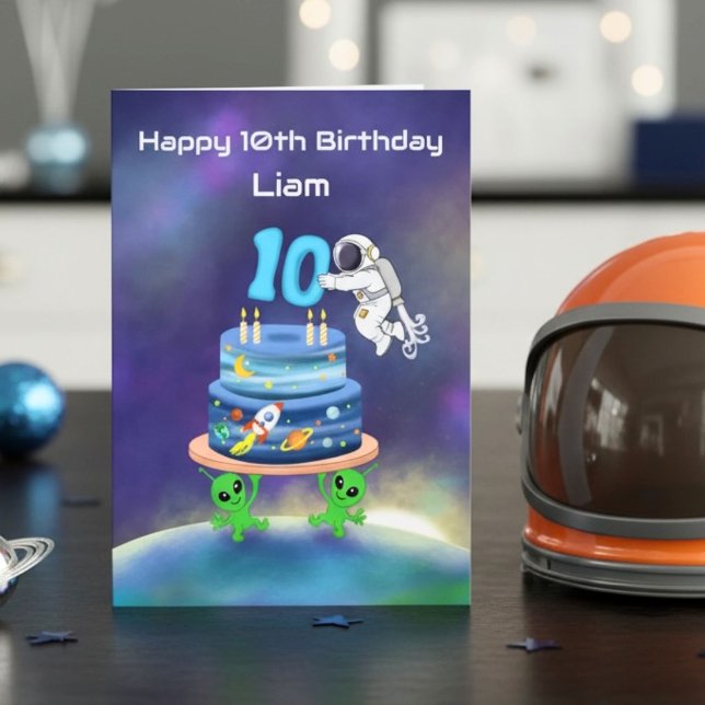 Personlig Glad 10-årsdag Astronaut Kort (Skapare uppladdad)