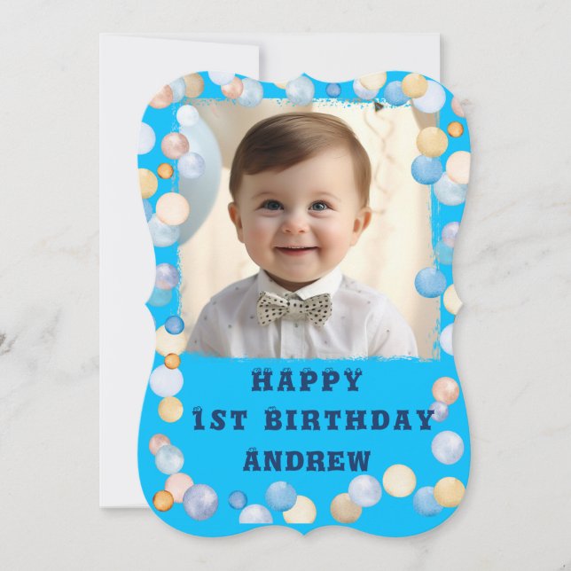 Personlig Glad 1-årsdag Med Foto Inbjudningar (Framsida)