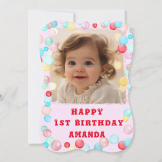 Personlig Glad 1-årsdag Med Foto Postkort Inbjudningar