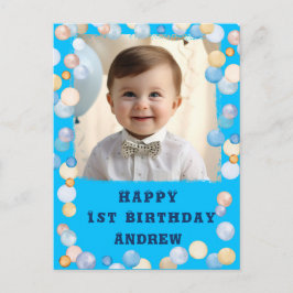 Personlig Glad 1-årsdag Med Foto Vykort