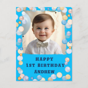 Personlig Glad 1-årsdag Med Foto Vykort