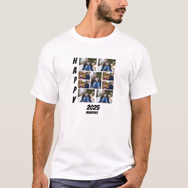 Personlig Glad 2025 minnes Foto Collage T Shirt (Framsida)