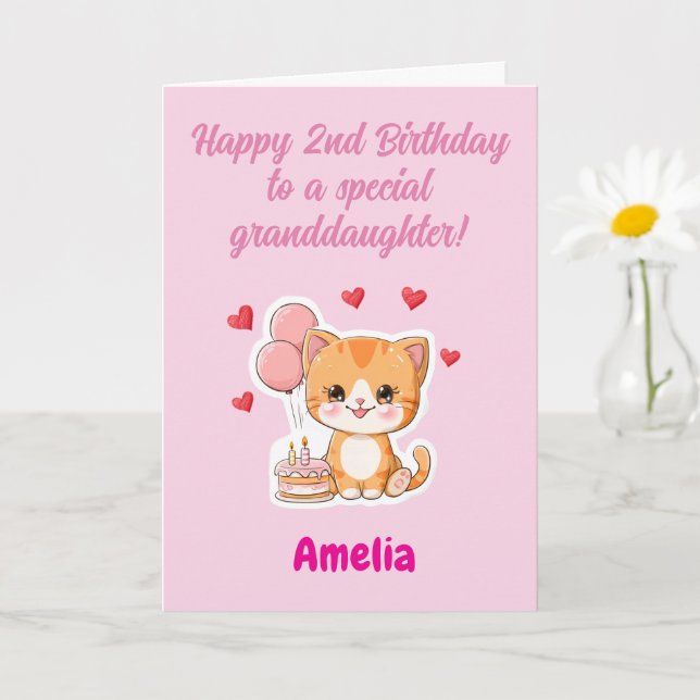 Personlig Glad 2-årsdag Barnbarnsflicka Kort (Liten växt)
