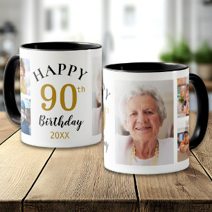 Personlig Glad 90-årsdag 5 Foto Collage Mugg