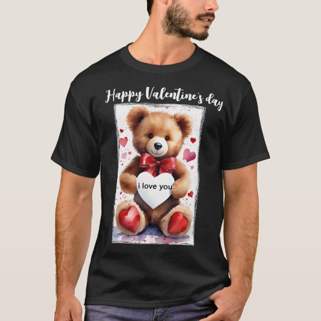 Personlig Glad Alla hjärtans dag-Nalle T Shirt (Framsida)