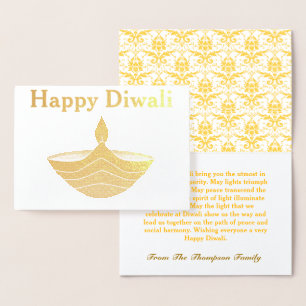 Personlig Glad Diwali Guld Folierat Kort