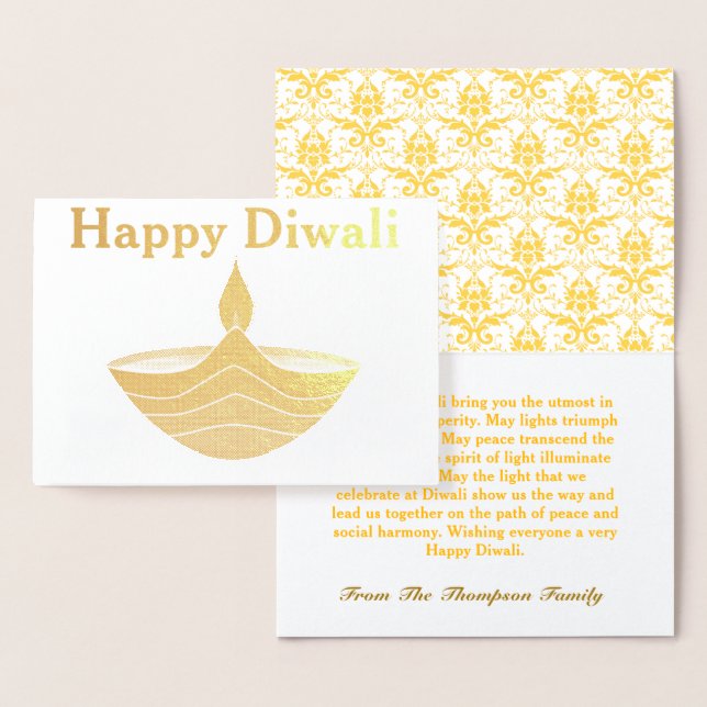 Personlig Glad Diwali Guld Folierat Kort (Display)