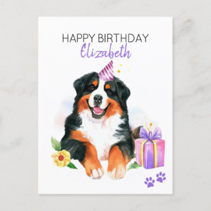 Personlig Glad Födelsedag Berner Sennenhund Vykort
