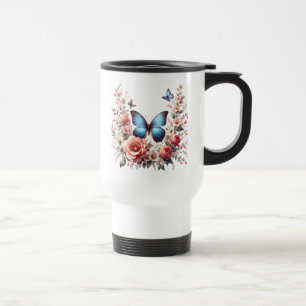 Personlig Glad Födelsedag Fjäril Blommor-96280 Resemugg
