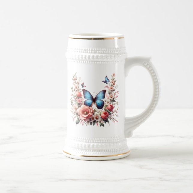 Personlig Glad Födelsedag Fjäril Blommor-96280 Sejdel (Höger)