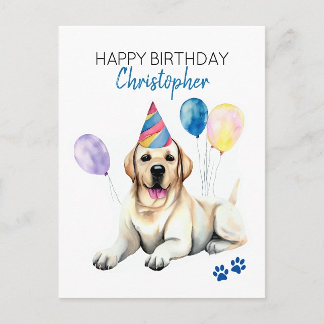 Personlig Glad Födelsedag Labrador Hund Vykort (Framsida)