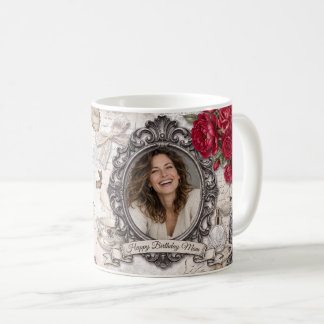 Personlig Glad Födelsedag Mamma Viktoriansk Röd Ro Kaffemugg