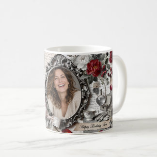 Personlig Glad Födelsedag Mamma Viktoriansk Röd Ro Kaffemugg