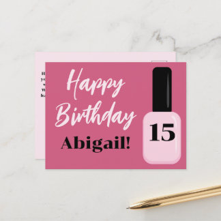 Personlig Glad Födelsedag Trend Rosa Nagellack Vykort