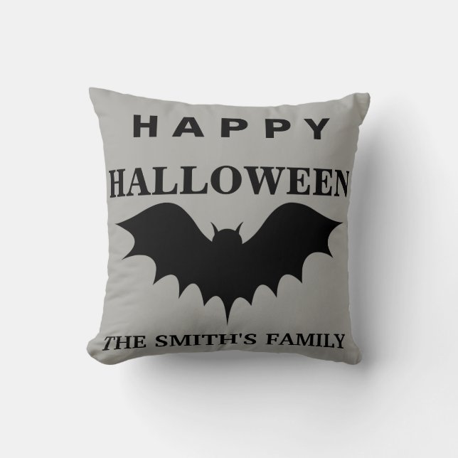 Personlig Glad Halloween Fladdermus Kudde (Framsida)