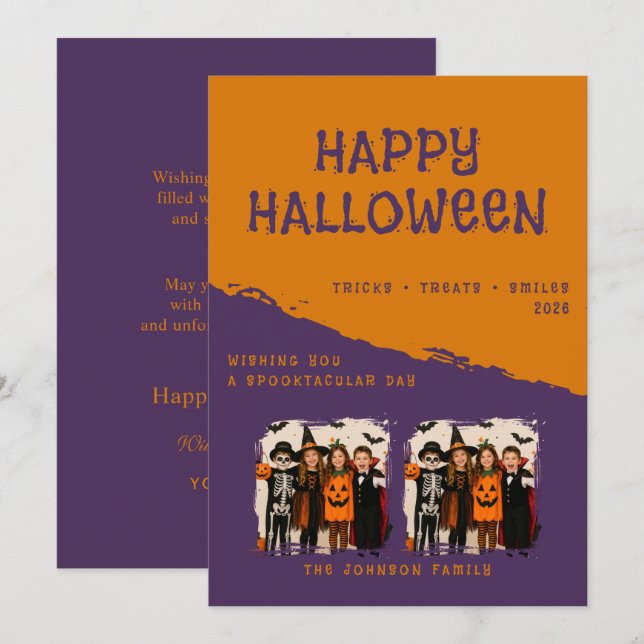 Personlig Glad Halloween Hälsningskort Kort (Fram/baksida)