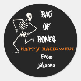 Personlig Glad Halloween Spögbagge Benpåse Runt Klistermärke