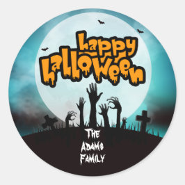 Personlig Glad Halloween Zombie Kyrkogård Runt Klistermärke