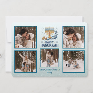 Personlig Glad Hanukkah-kort med 5 foton Julkort
