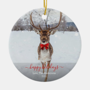 Personlig Glad helg renar år Julgransprydnad Keramik