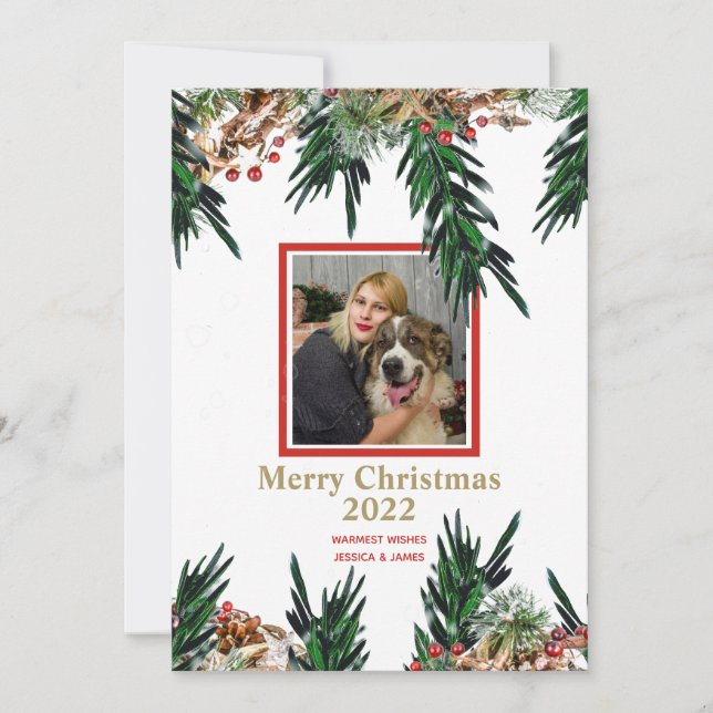 Personlig Glad Jul Foto Platt Kort (Framsida)