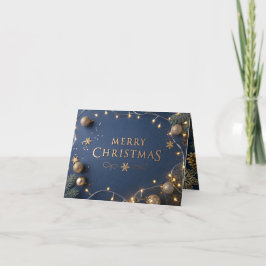 Personlig glad jul-kort i elegant guld tack kort