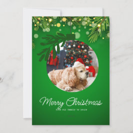 personlig glad jul ornament grön blomster julkort