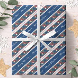 Personlig Glad jul Poinsettia Marinblå Jul Presentpapper