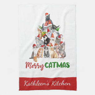 Personlig Glad Kattmus Rolig Katt Jul Kökshandduk