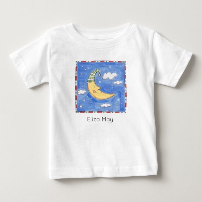 Personlig Glad Måne T Shirt (Framsida)