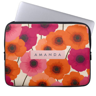 Personlig Glad Orange Rosa Blomma Laptop Fodral