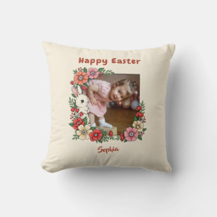 Personlig Glad påsk Blommigt Bunny Anpassningsbar Kudde