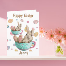 Personlig Glad påsk Bunny Sitta i Tekopp