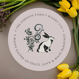 Personlig Glad påsk Modern Bunny Runt Klistermärke