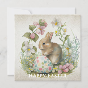 Personlig Glad påsk Vintage Bunny med ägg Julkort