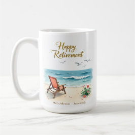 Personlig Glad Pension Vattenfärg Strand Kaffemugg