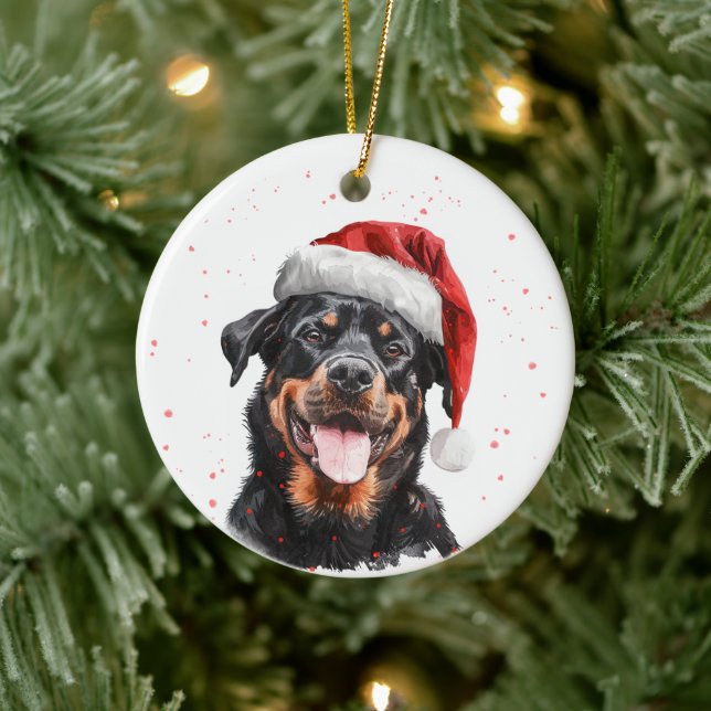 Personlig Glad Rottweiler Hund Jul Julgransprydnad Keramik (Träd)