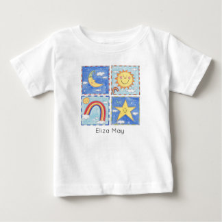 Personlig Glad Sol, Måne, Stjärna och Regnbåge T Shirt