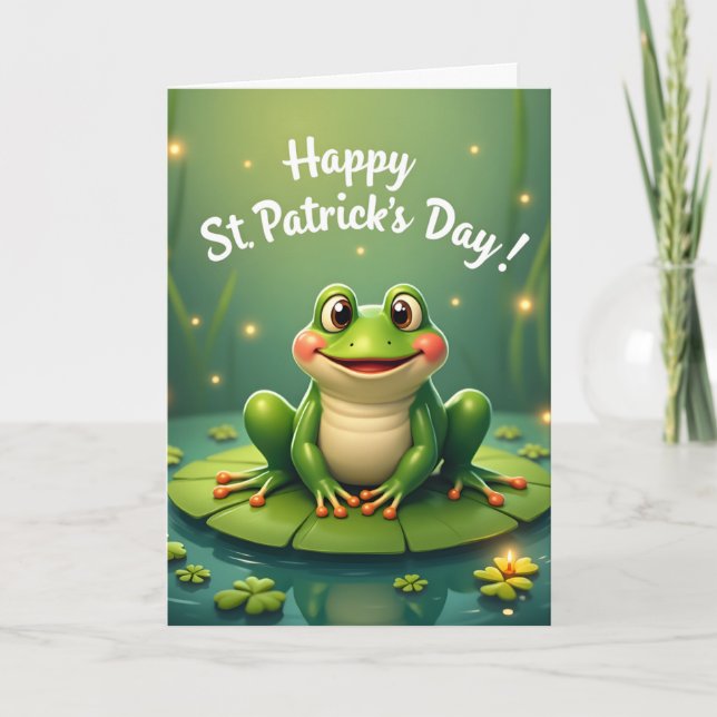 Personlig Glad St. Patrick's Day Groda Kort (Framsida)