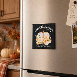 Personlig Glad tacksägelsedag Blommig pumpa Magnet