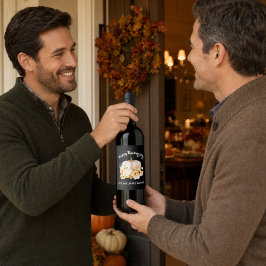 Personlig Glad Thanksgiving Blomsterpumpa Vinflaska Etikett