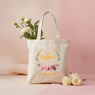 Personlig glada mors dag blommig toteväska tygkasse