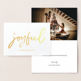 Personlig Glädjefullt Skript Familjefoto Jul Folierat Kort