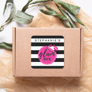 Personlig Glam Box Stickers Fyrkantigt Klistermärke